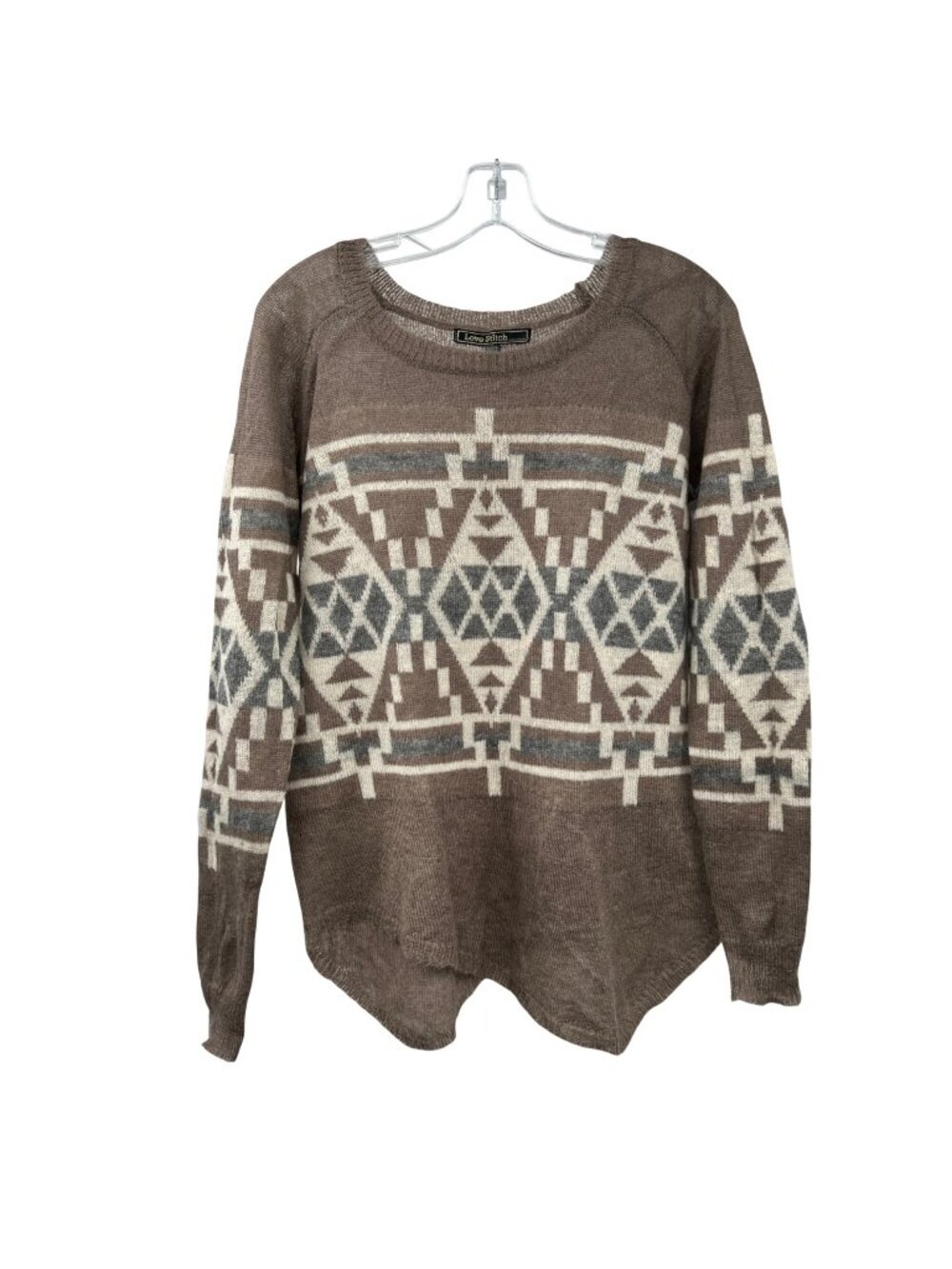 Love Stitch Womens Wool Blend Sweater Lightweight Brown/Multi Size Medium